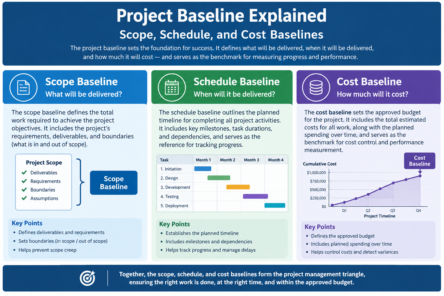 Project Baseline Explained: Scope, Schedule, and Cost Baselines